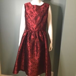 Red and Black Jacquard Party Dress NWOT